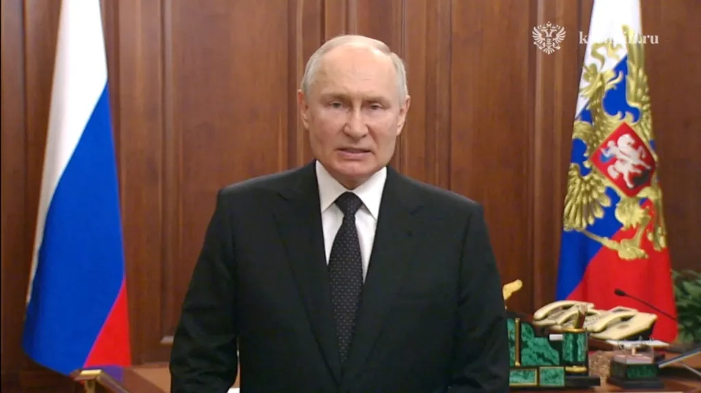 Vladimir Putin při projevu
