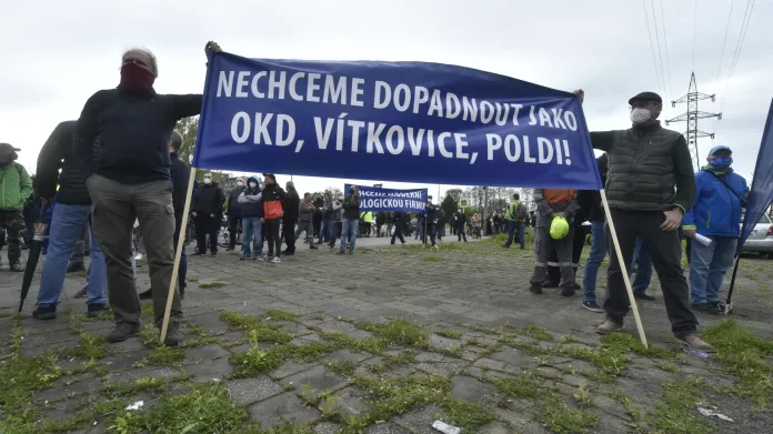 Protestní mítink zaměstnanců Liberty Ostrava