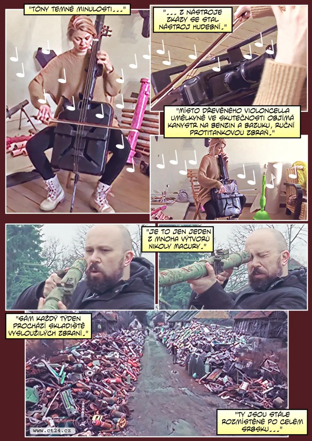 Umělec tvoří hudební nástroje ze zbraní