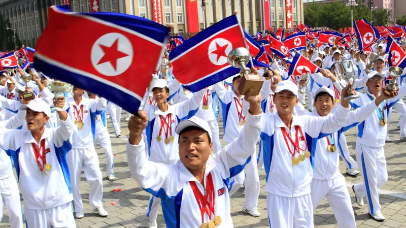 Přehlídky se zúčastnili i severokorejští sportovci
