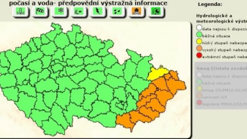 Aktuální výstraha ČHMÚ