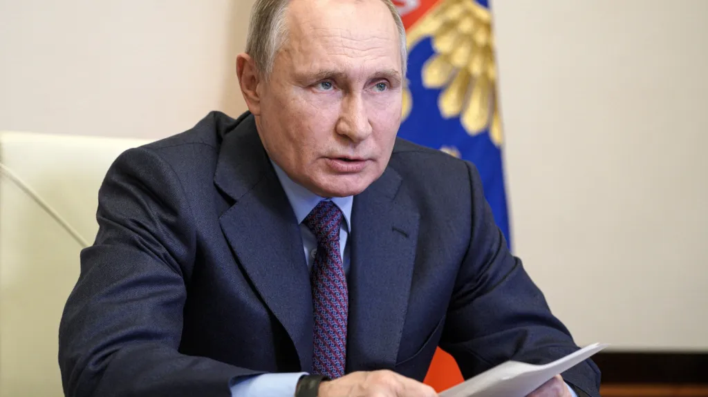 Ruský prezident Vladimir Putin během videokonference