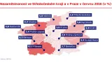 Nezaměstnanost ve Středočeském kraji a v Praze v červnu 2016