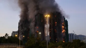 Požár obytného komplexu v Hongkongu