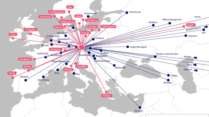 Nové příme letecké trasy z Prahy