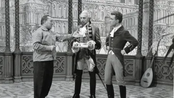 Z natáčení Barona Prášila: Karel Zeman s Milošem Kopeckým a Rudolfem Jelínkem