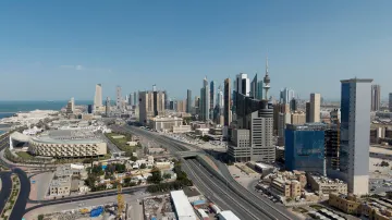 Dronový pohled na město Kuvajt (únor 2026)