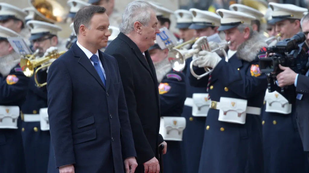 Andrzej Duda a Miloš Zeman na Pražském hradě