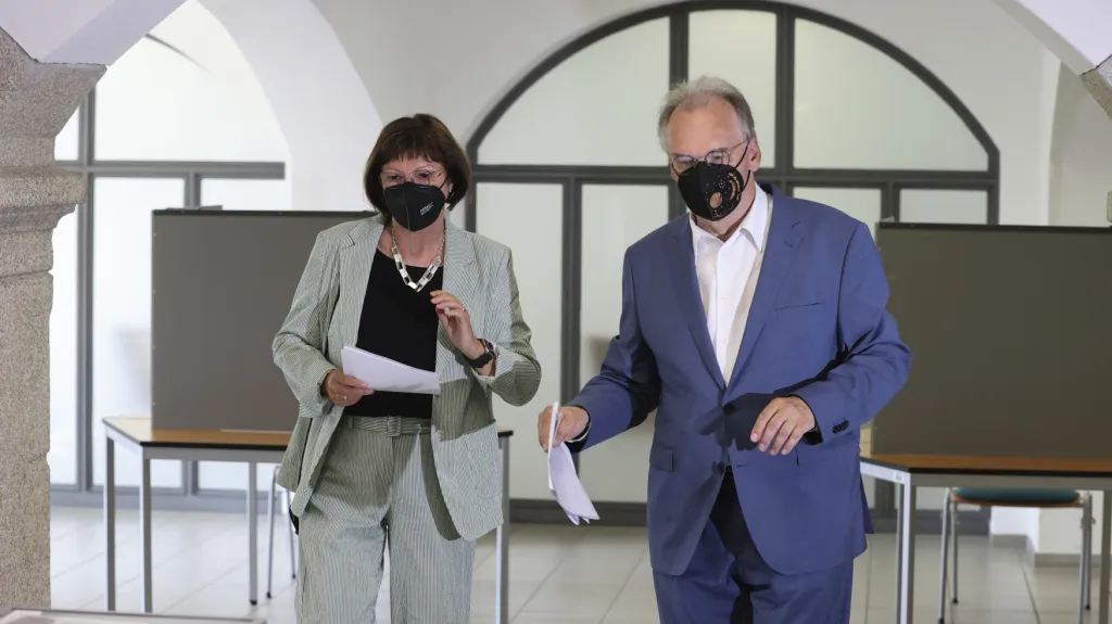 Sasko-anhaltský premiér Reiner Haseloff (CDU) při zemských volbách