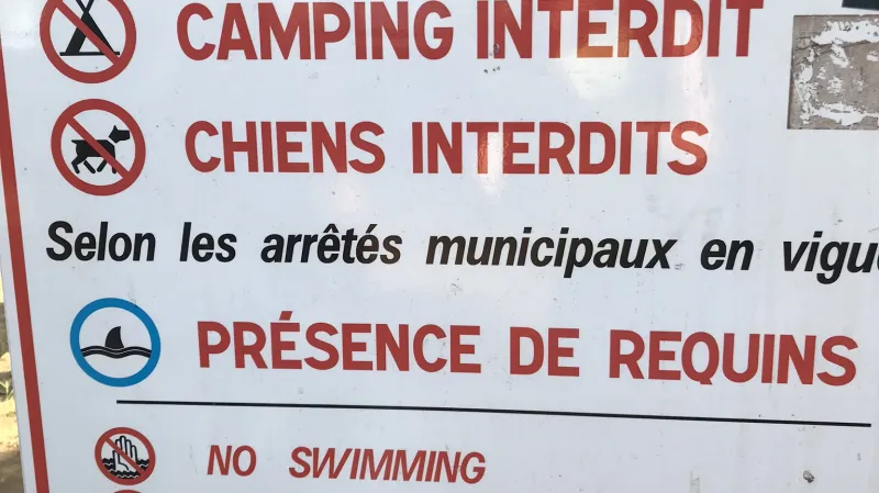 Varování před žraloky na pláži Grande Anse