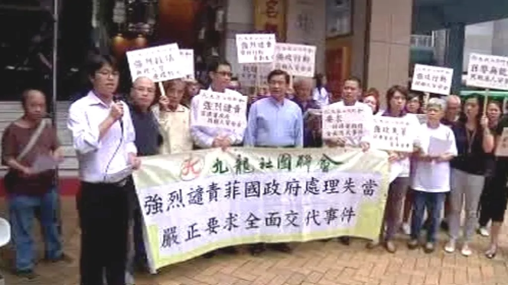 Demonstrace u filipínského konzulátu v Hongkongu