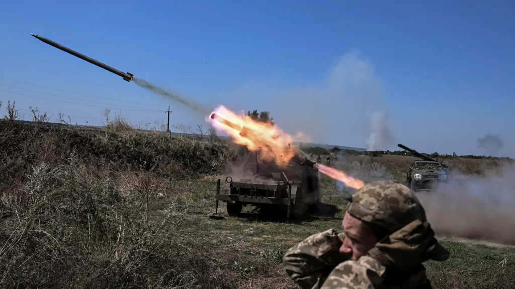Ukrajinští vojáci u frontové linie v Záporožské oblasti