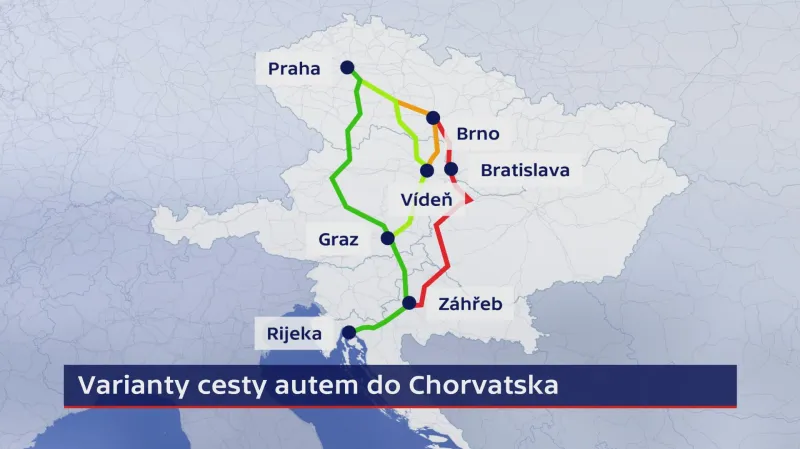 Varianty cesty autem z ČR do Chorvatska