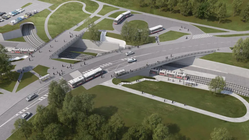 Vizualizace nové tramvajové trati do kampusu