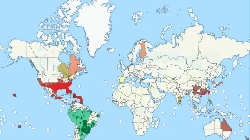 Rozšíření mravence Solenopsis invicta