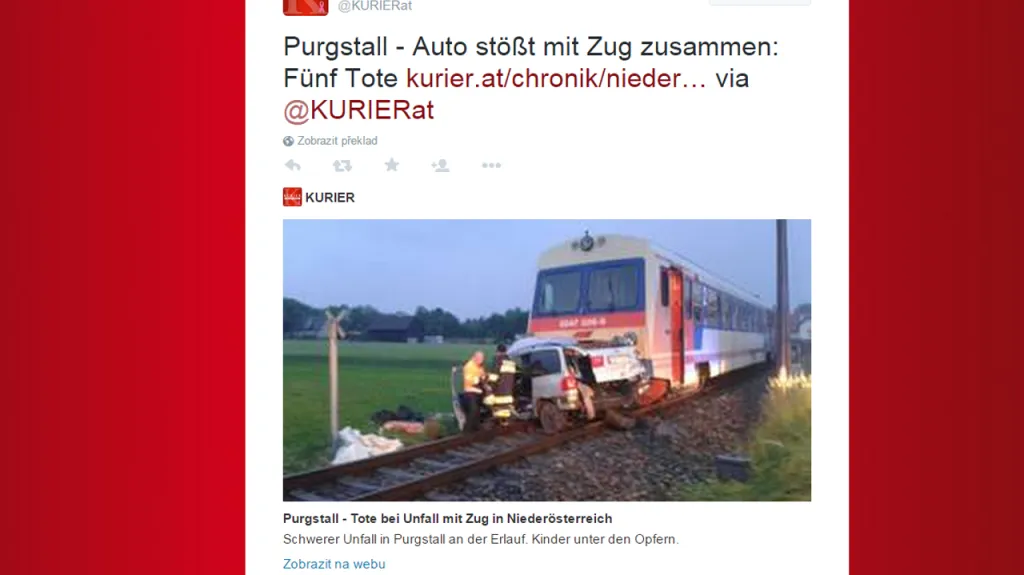 Rakousko: Srážka vlaku s osobním vozem