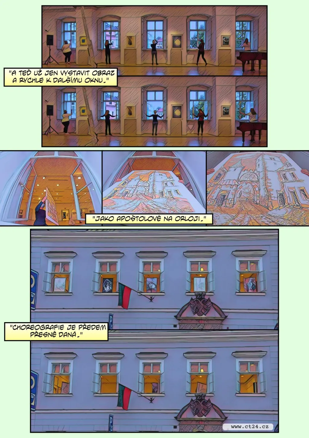 Umění viditelné přímo z ulice. Netradiční vernisáž ve Vysokém Mýtě představovala obrazy z oken galerie