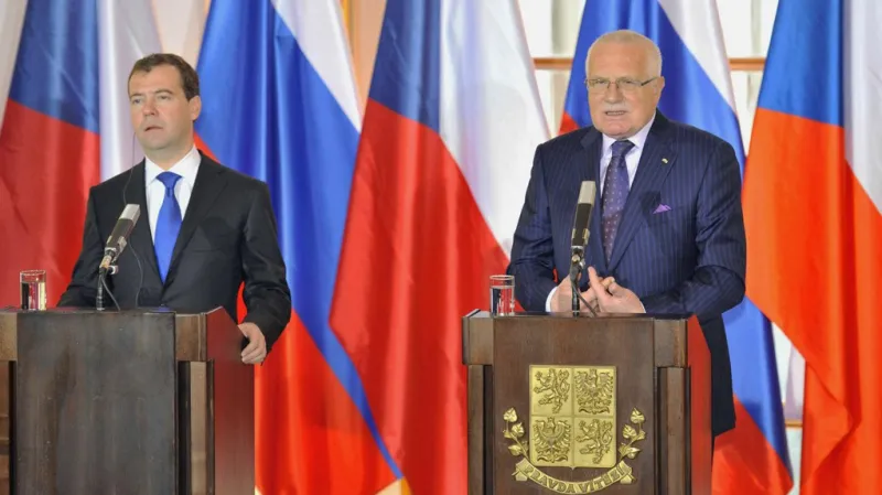 Dmitrij Medvěděv a Václav Klaus