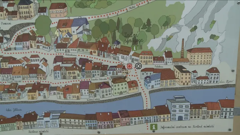 Mapa nově pojmenovaného náměstí v třebíčské židovské čtvrti