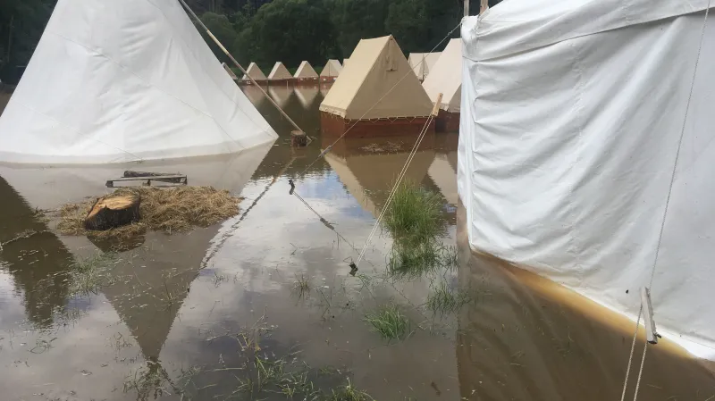 Zatopený tábor v Křelovicích