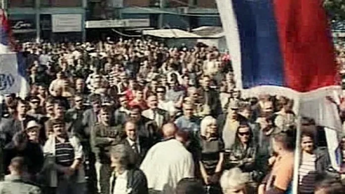 Protest kosovských Srbů proti misi EU