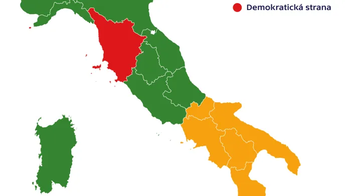 Vítězné strany v italských regionech