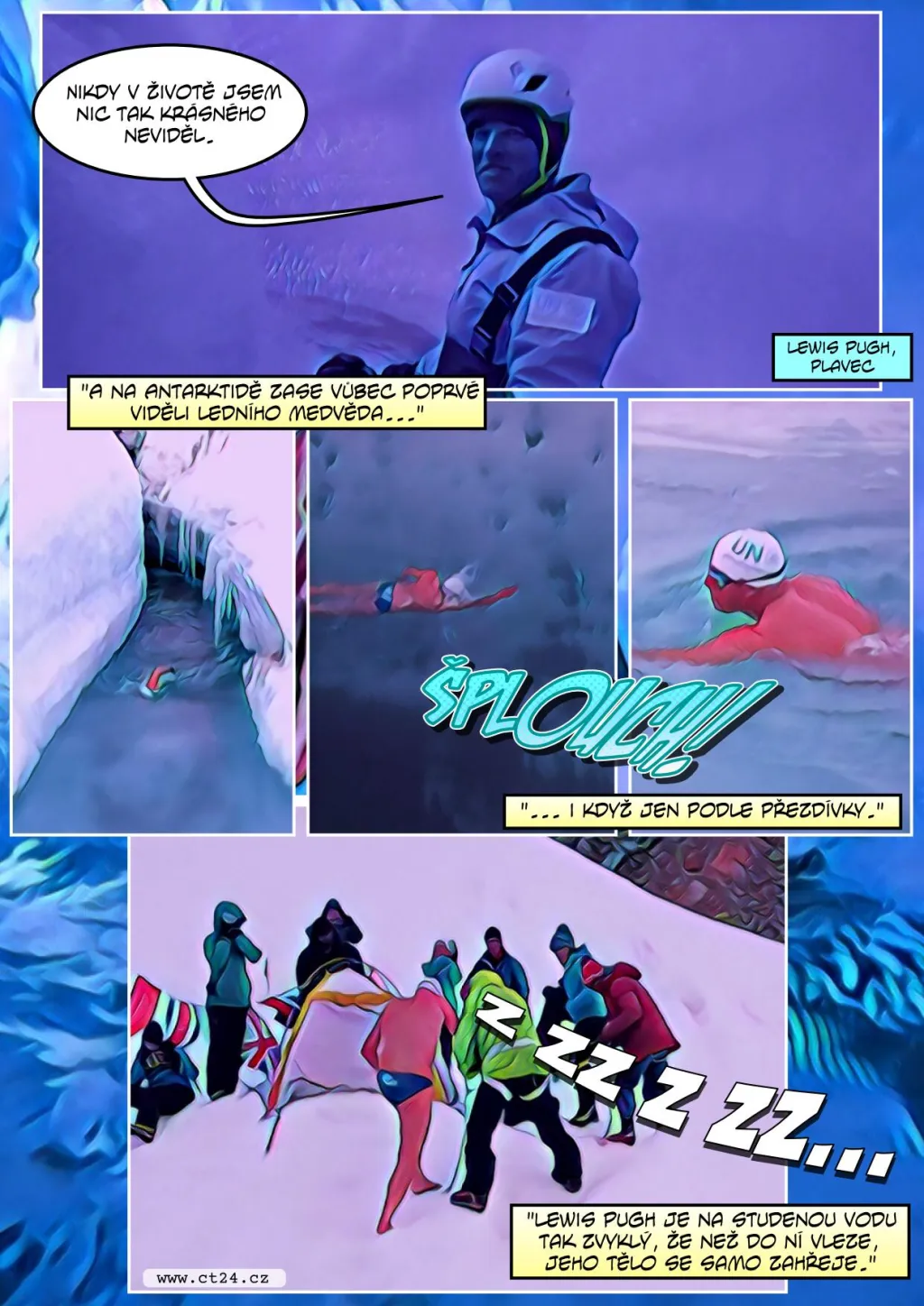 Britský otužilec si zaplaval v ledových vodách Antarktidy