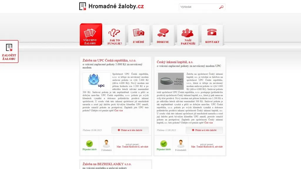 Web Hromadné žaloby.cz