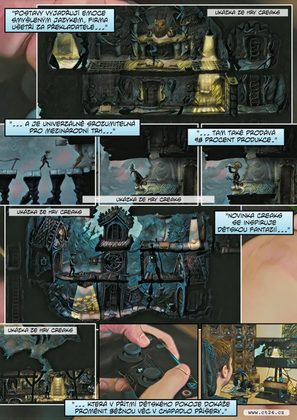 Stíny dětského pokoje v počítačové hře