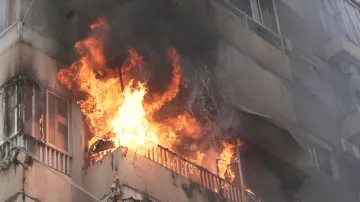 Následky izraelského vzdušného útoku v Bejrútu