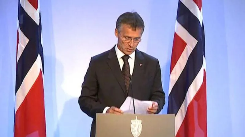 Brífink norského premiéra Jense Stoltenberga