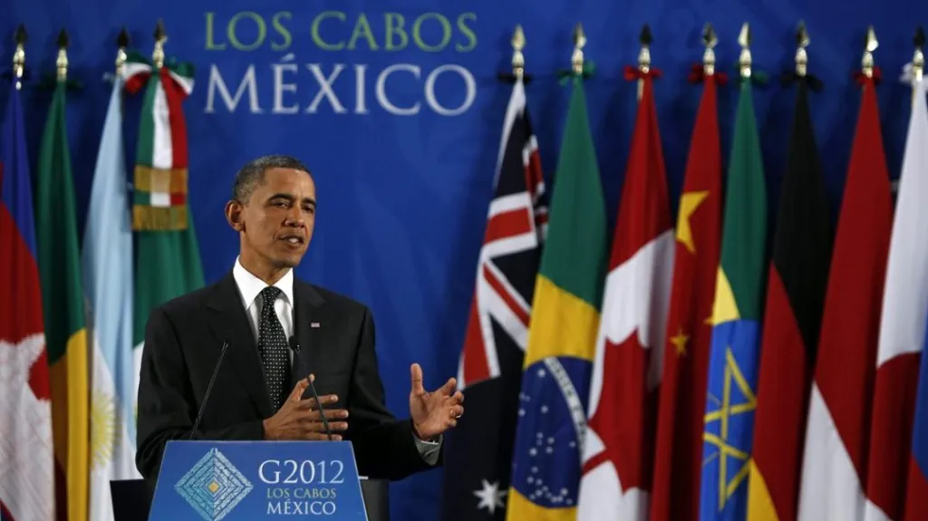 Barack Obama hovoří během tiskové konference na summitu G20