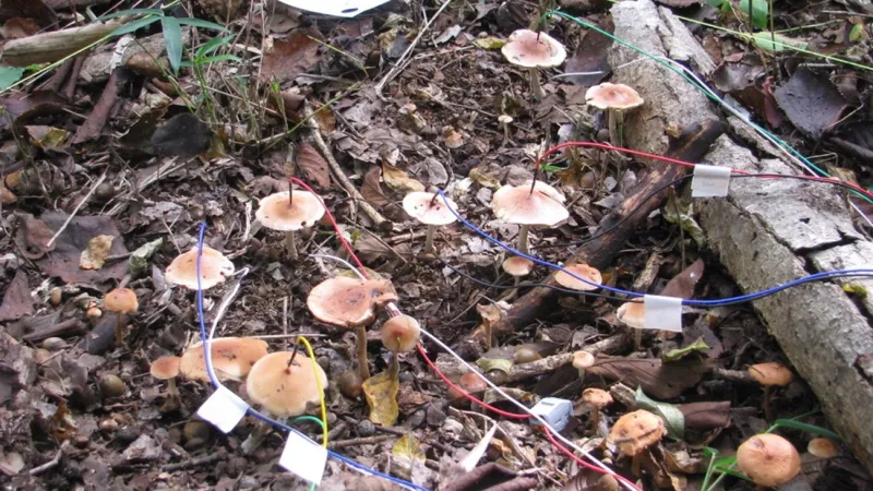 Houby s připevněnými elektrodami