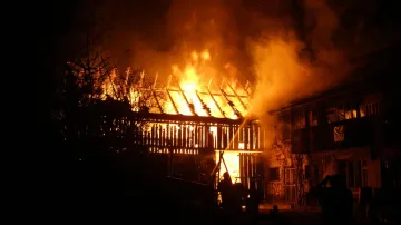 Požár hospodářských budov ve Valašských Kloboukách