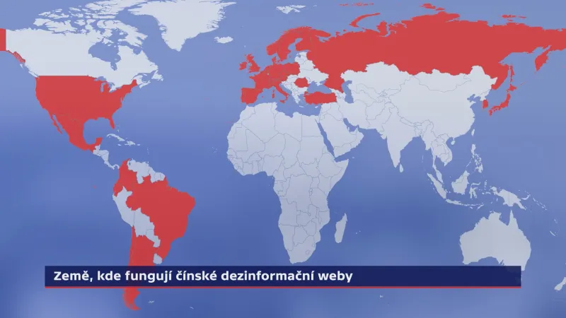 Země, kde působí čínské dezinformační weby