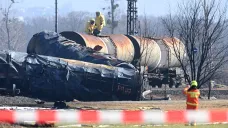 Likvidace následků havárie v Hustopečích nad Bečvou (snímek z 5. března 2025)