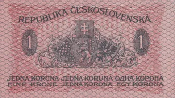 Státovka v hodnotě jedné koruny československé z dubna 1919 (rub)