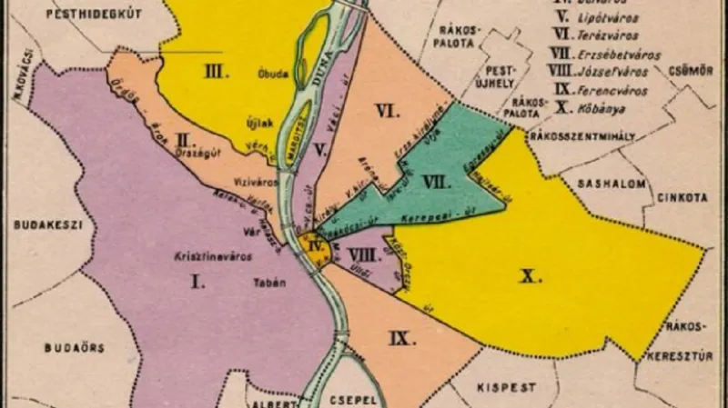 Mapa staré Budapešti