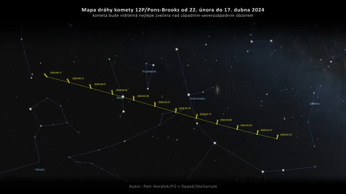 Kde bude vidět kometa 12P/Pons-Brooks