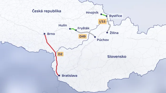 Existující a plánovaná dálniční spojení se Slovenskem