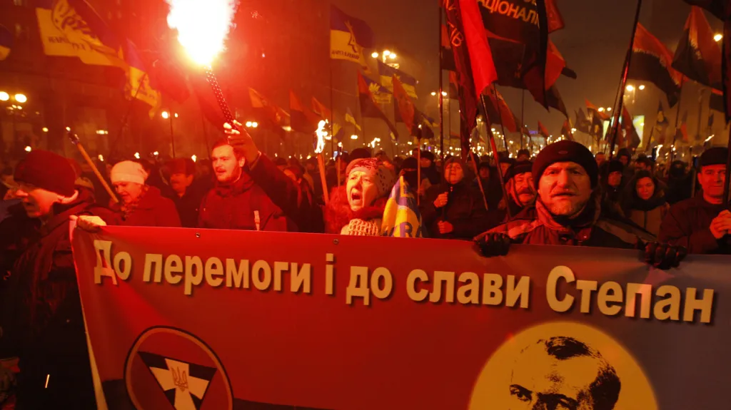 Pochod Banderových příznivců v Kyjevě