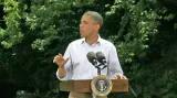 Barack Obama na setkání s voliči v Cannon Falls