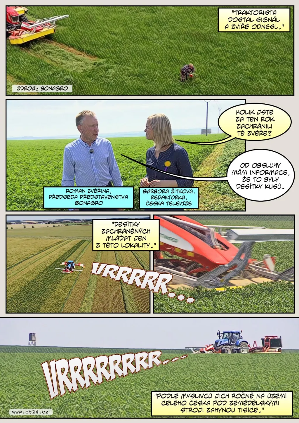 Mláďata srnčí zvěře, zajíce nebo hnízda ptáků znovu ohrožují žací stroje. Navzdory tomu, že s plašením pomáhají třeba myslivci. Nově možnosti rozšíří technika umístěná přímo na traktor nebo kombajn