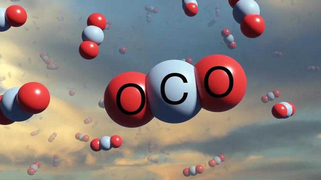 Ilustrační grafika molekuly CO2