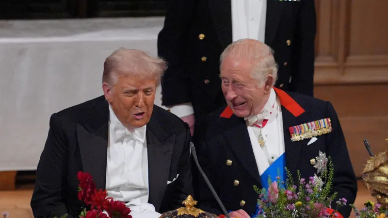 Donald Trump a Karel III. na státním banketu