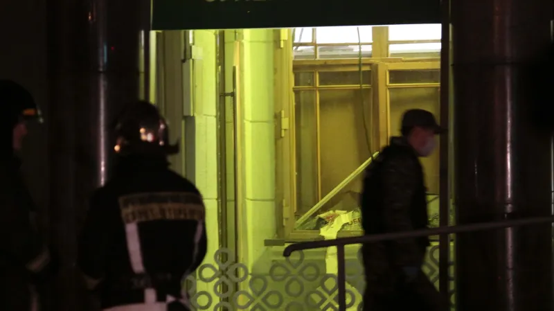 Zničený supermarket v Petrohradě