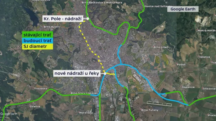 Návrh severojižního kolejového diametru v Brně