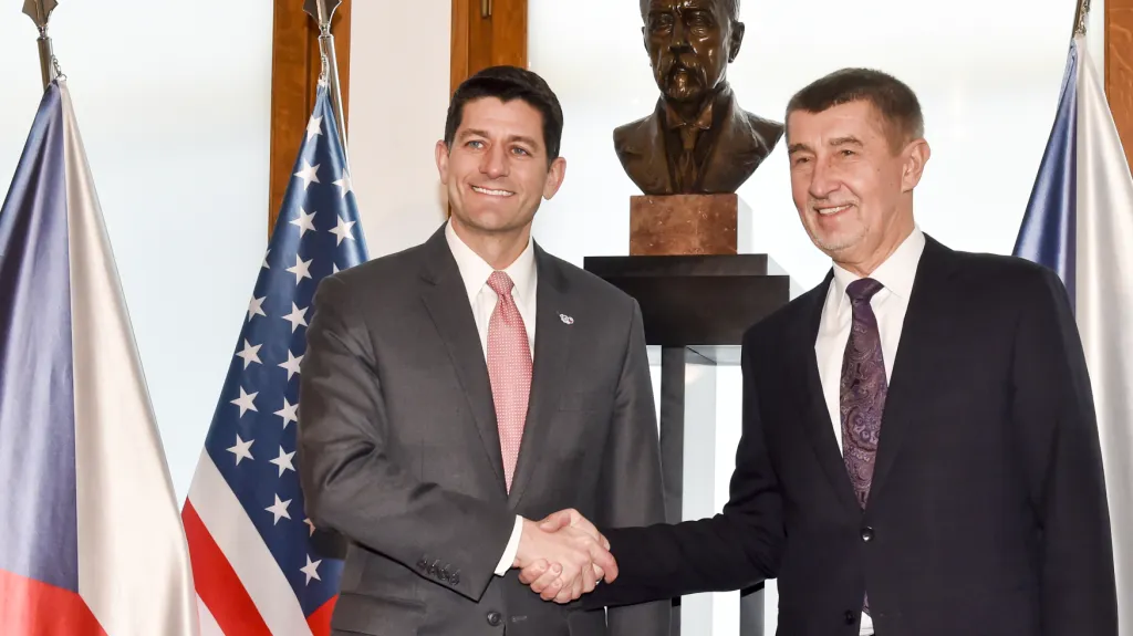 Premiér v demisi Andrej Babiš se šéfem Sněmovny reprezentantů Paulem Ryanem