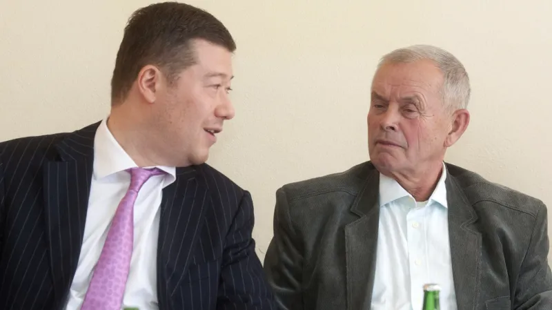 Tomio Okamura a kandidát Úsvitu Pavel Talaš