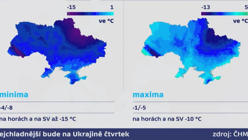 Nejchladnější bude na Ukrajině čtvrtek